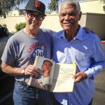 Baseball great Felipe Alou and Jon complete an interview in Phoenix for Jon's documentary, "Hano!".